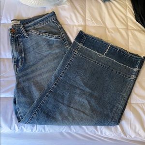 MADEWELL cropped, wide leg jeans with raw hem